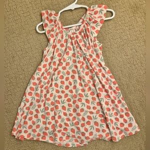 Sweet Bamboo Strawberry Print Sleeveless Dress 2T